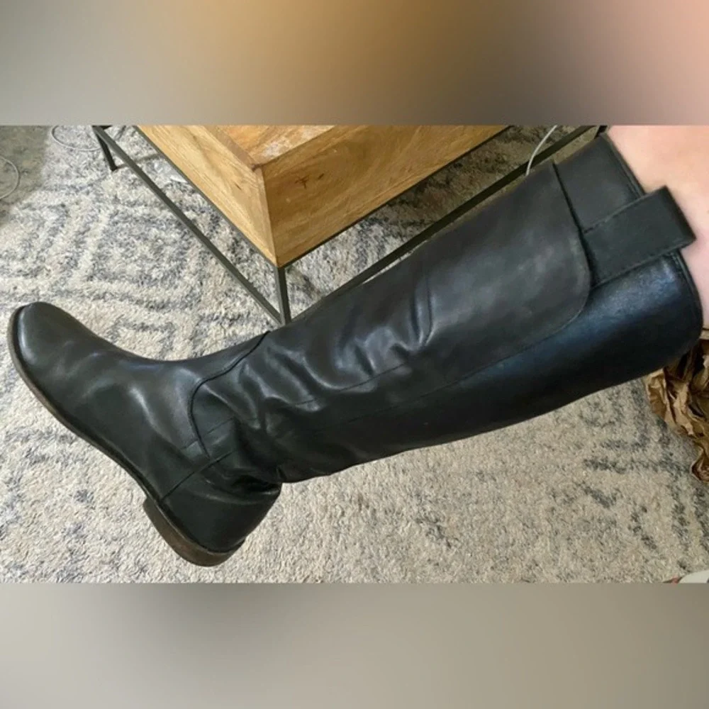 Frye Paige Tall Italian Leather Riding Boots Pull On Equestrian Womens 9 Black